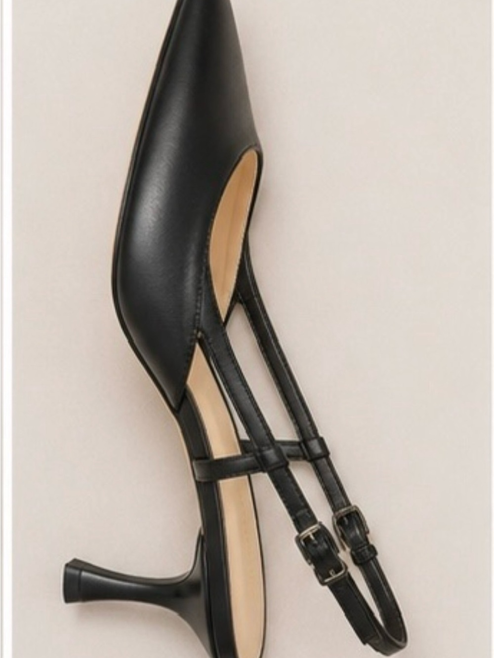 Nine West Black Pointed Slingback Flats with Buckle Strap - Picture 2 of 3
